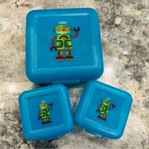 Crocodile Creek Robot Sandwich Box + 2 Snack Boxes Bundle 🤖